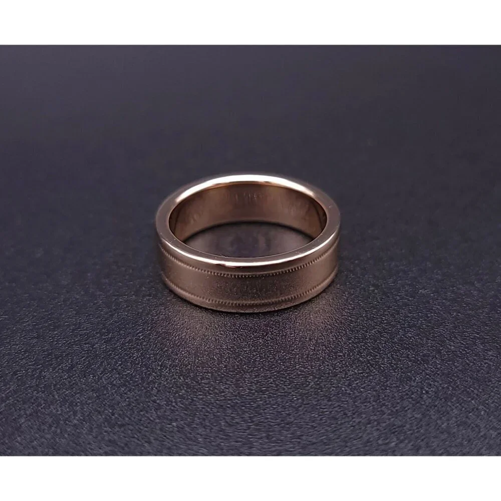 Tiffany & Co 18kt Rose Gold Together Double Milgrain 6mm Wedding Band Size 6.5 - Picture 11 of 15